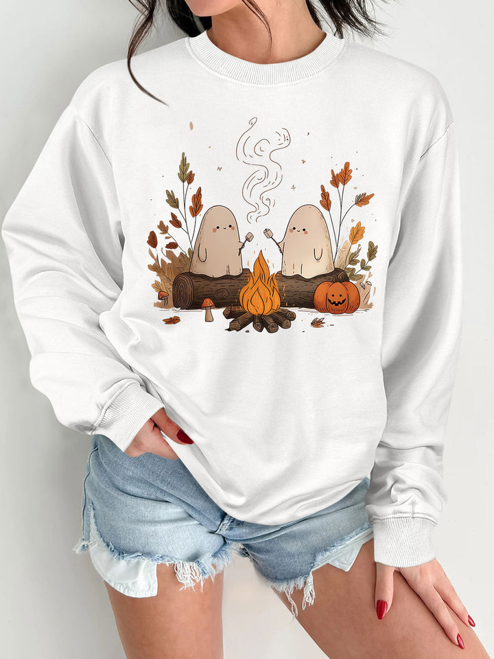 Damen Sweatshirt mit verspieltem Gruselmotiv und bequemer Passform Drune