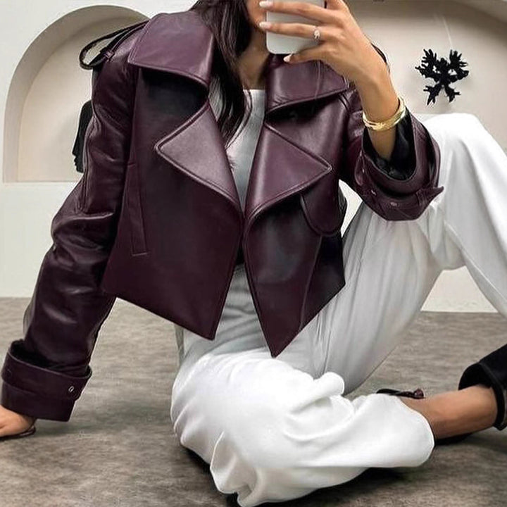 Damen Kunstlederjacke mit modischem Schnitt und praktischen Details Drune