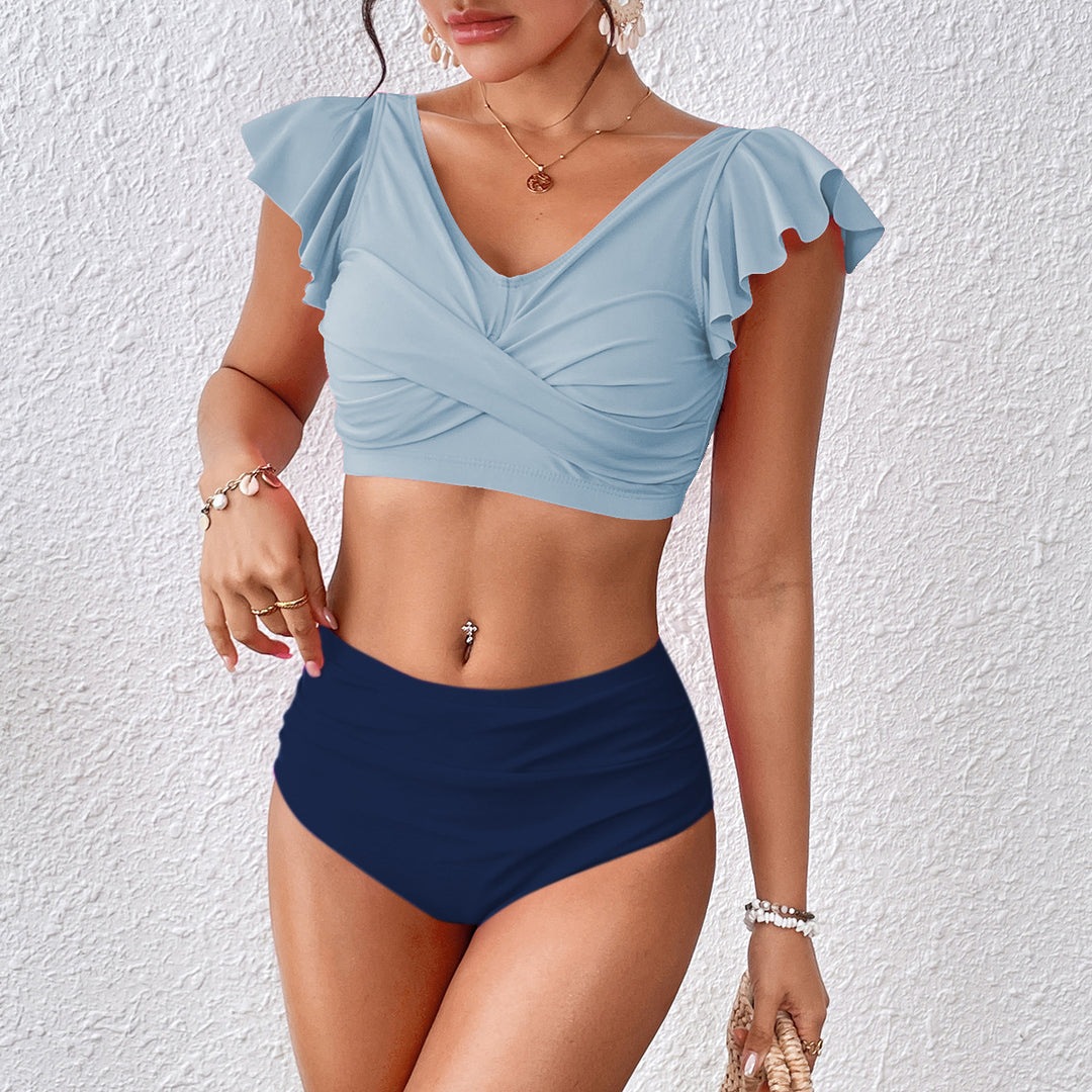 Damen Hochgeschnittener Bikini mit verspieltem Rüschenschnitt Drune