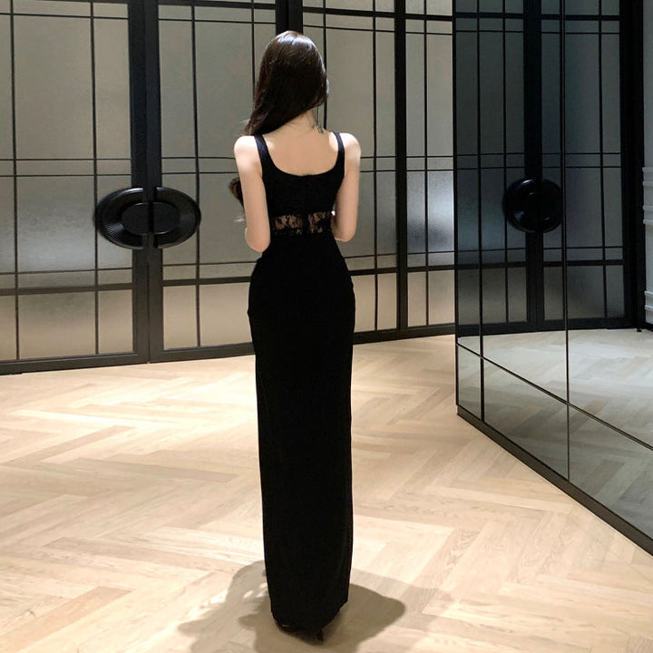 Drune | Spitzen-Hochschlitz-Träger-Abendkleid