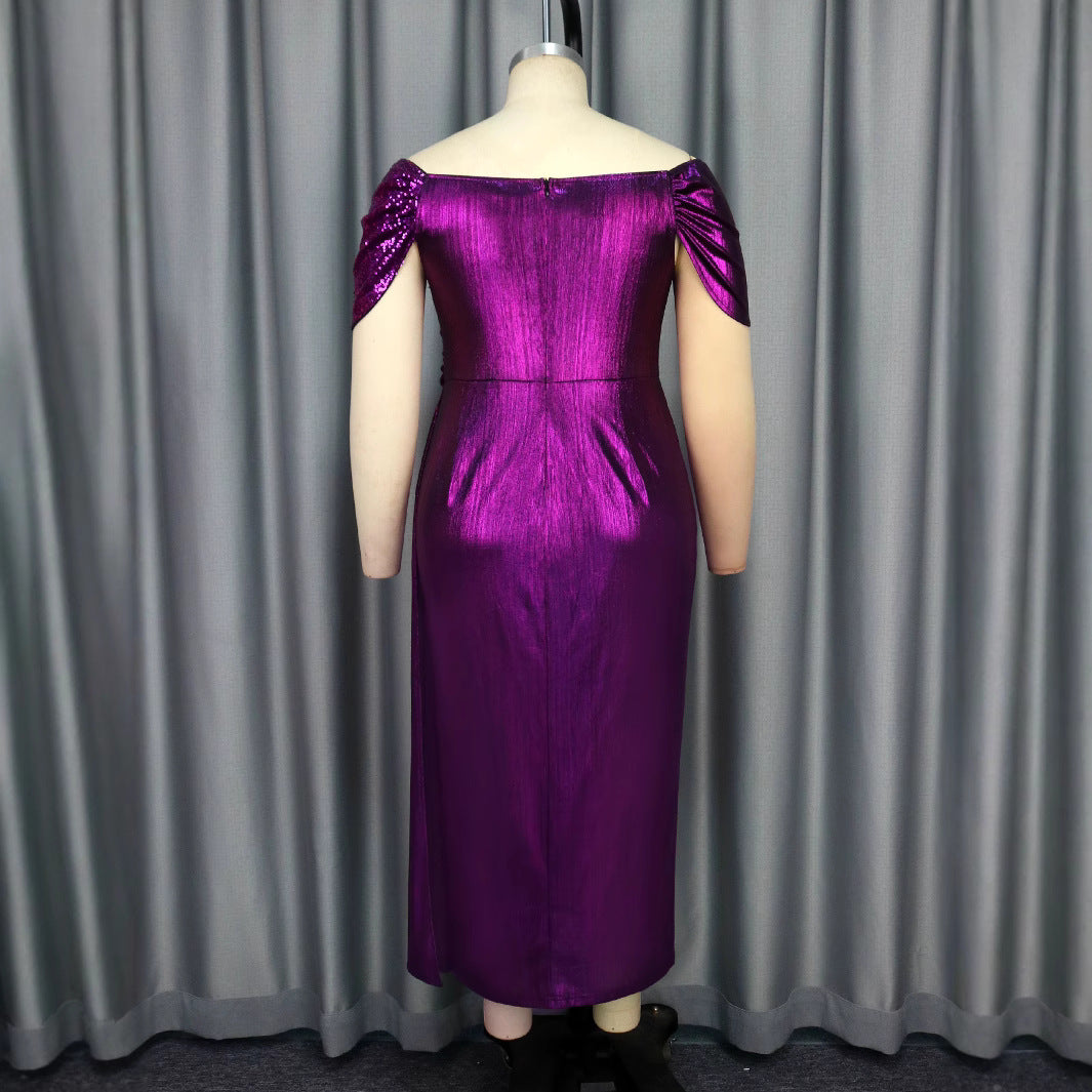 Damen Elegantes Abendkleid mit schimmerndem Wickel-Design und Zierpailletten Drune