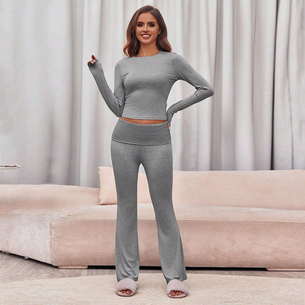 Damen Set aus langärmligem Oberteil und figurbetonten Leggings Drune