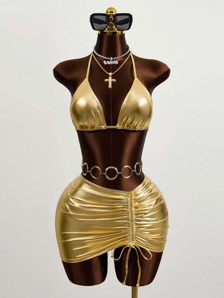 Damen Triangel-Bikini mit verstellbarem Rock Drune