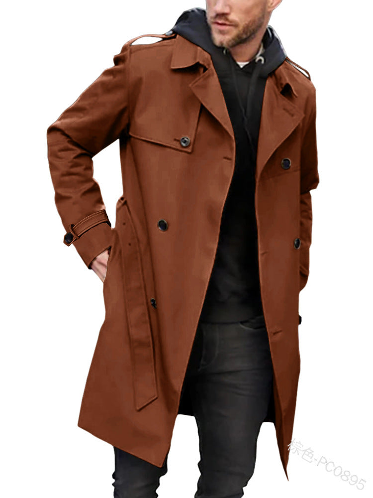 Herren modischer Trenchcoat mit praktischen Seitentaschen und abnehmbarem Innenfutter Drune