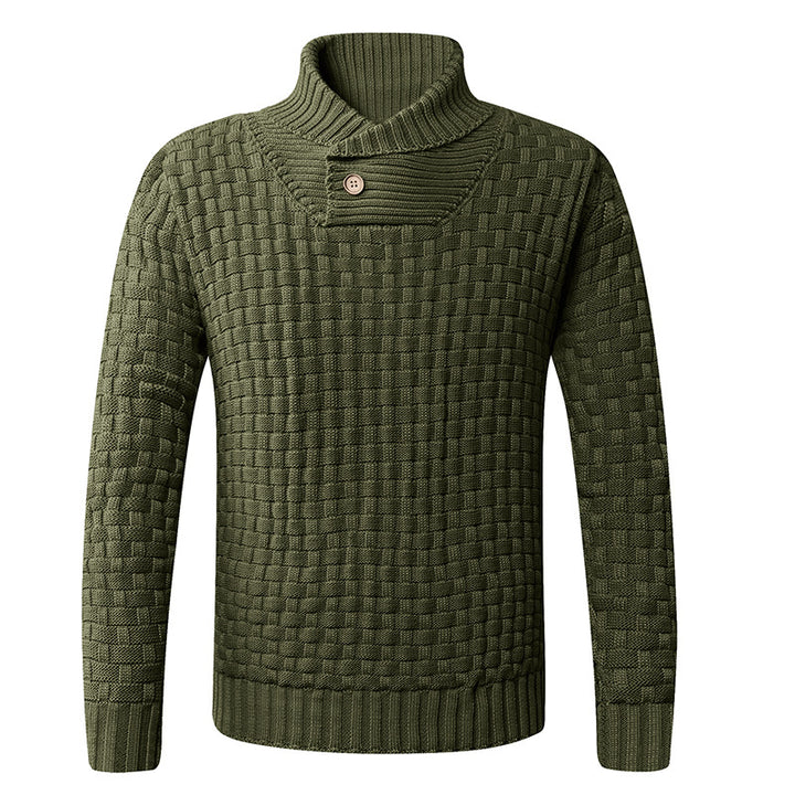 Herren Strickpullover mit modernem Zopfmuster und Stehkragen Drune
