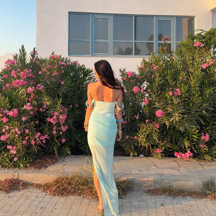 Damen Maxikleid mit elegantem Wickeldesign und verführerischem Schlitz Drune