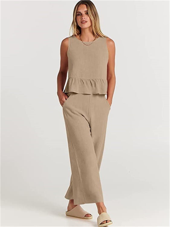 Damen luftige Sommerbluse und weite Hose Drune