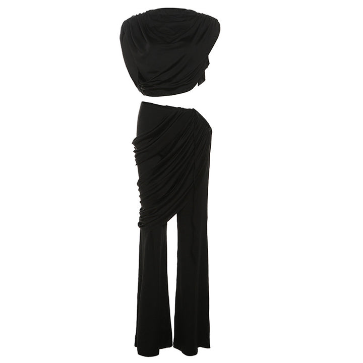Damen Elegantes Set mit gerafftem Oberteil und weitem Bund Drune