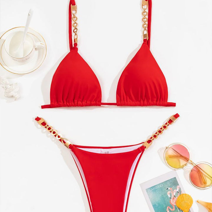 Damen Triangel-Bikini mit luxuriösen Kettenakzenten Drune