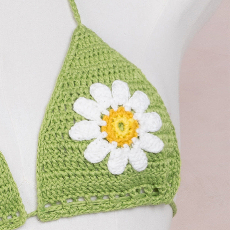 Damen Häkel-Bikinioberteil mit floralen Akzenten Drune