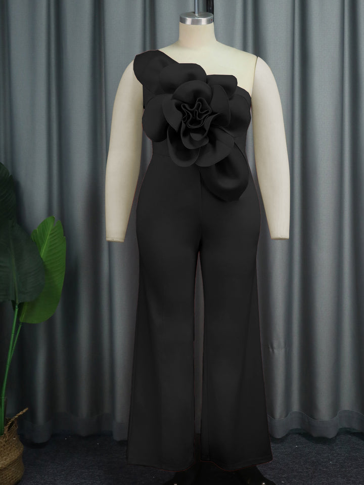 Damen Eleganter Jumpsuit mit floralem Schulterdetail Drune