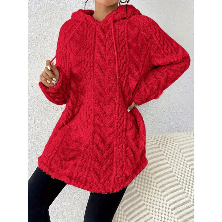 Damen Kuschelige Strickjacke mit Kapuze und seitlichen Taschen Drune