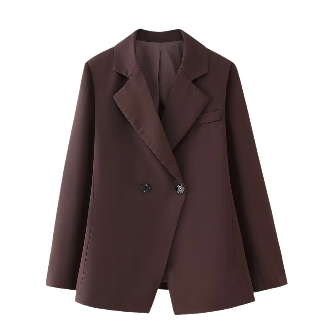 Damen eleganter, doppelreihiger Blazer mit klassischem Revers Drune