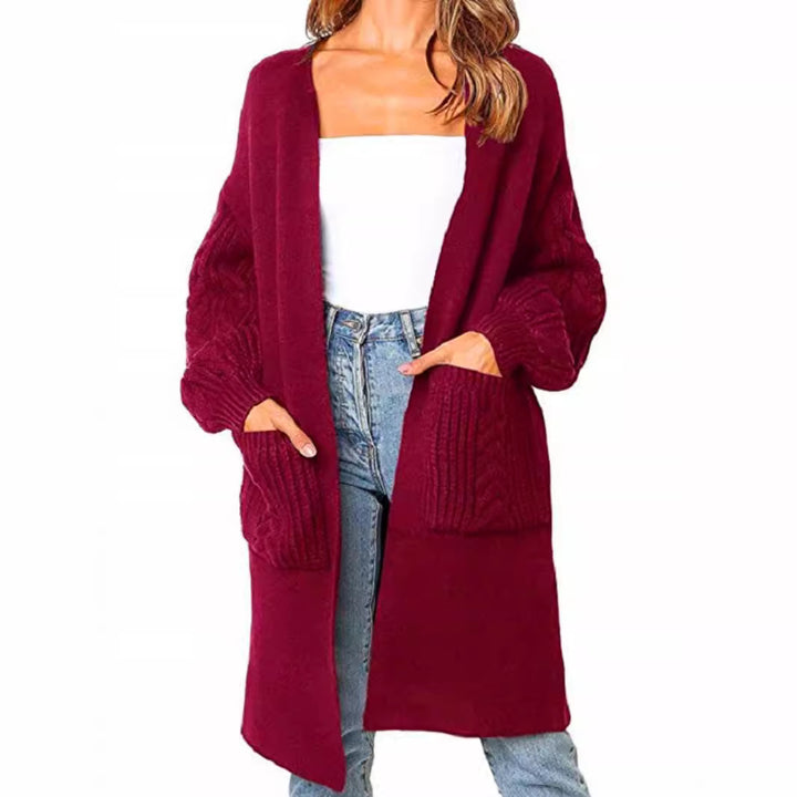 Damen gemütliche Strickjacke mit Taschen Drune