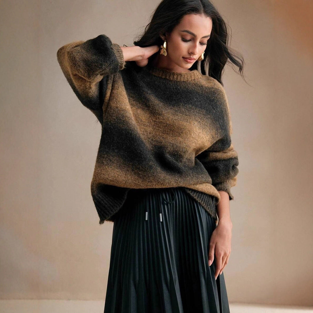 Damen Grob gestrickter Pullover mit sanftem Farbverlauf Drune