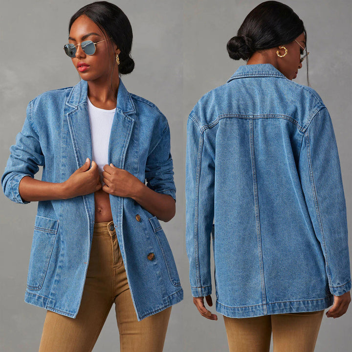 Damen Denim Blazer im modernem Oversized-Schnitt mit praktischen Taschen Drune