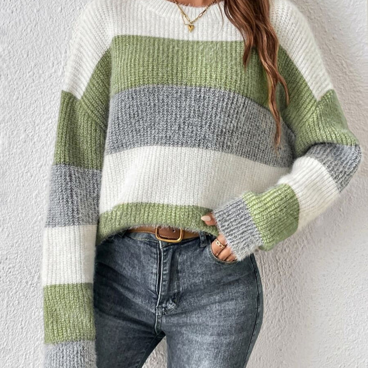 Damen Modischer Streifenpullover mit weichem Textilmaterial Drune
