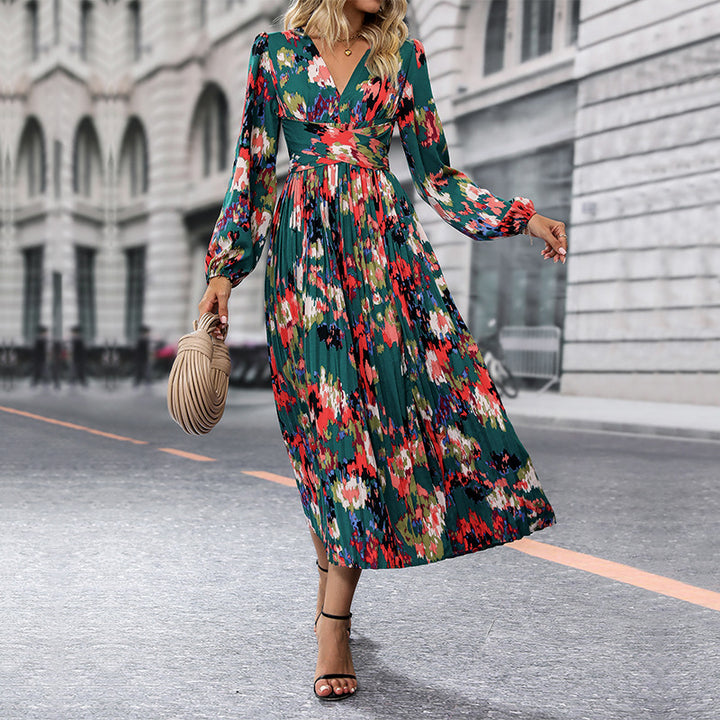 Damen Maxikleid mit floralem Design und elegantem Schlitz Drune