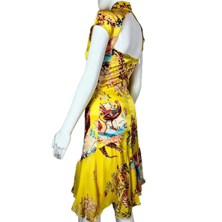 Damen Chiffonkleid mit floralen Bestickungen und asymmetrischem Saum Drune
