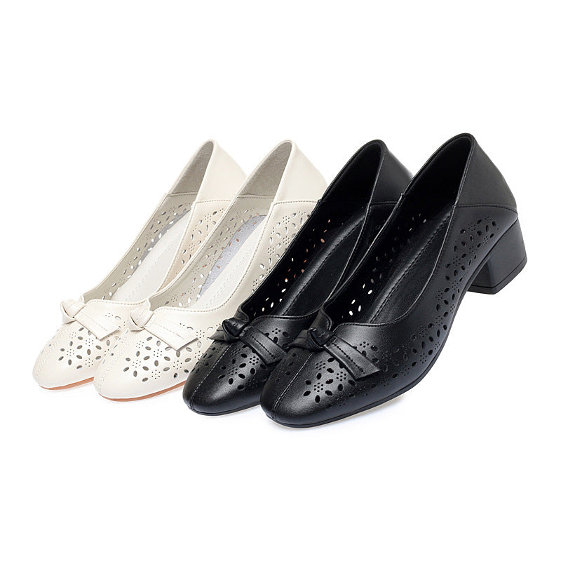Damen Elegante und luftige Ballerinas mit modischem Lochdesign und komfortablem Absatz Drune