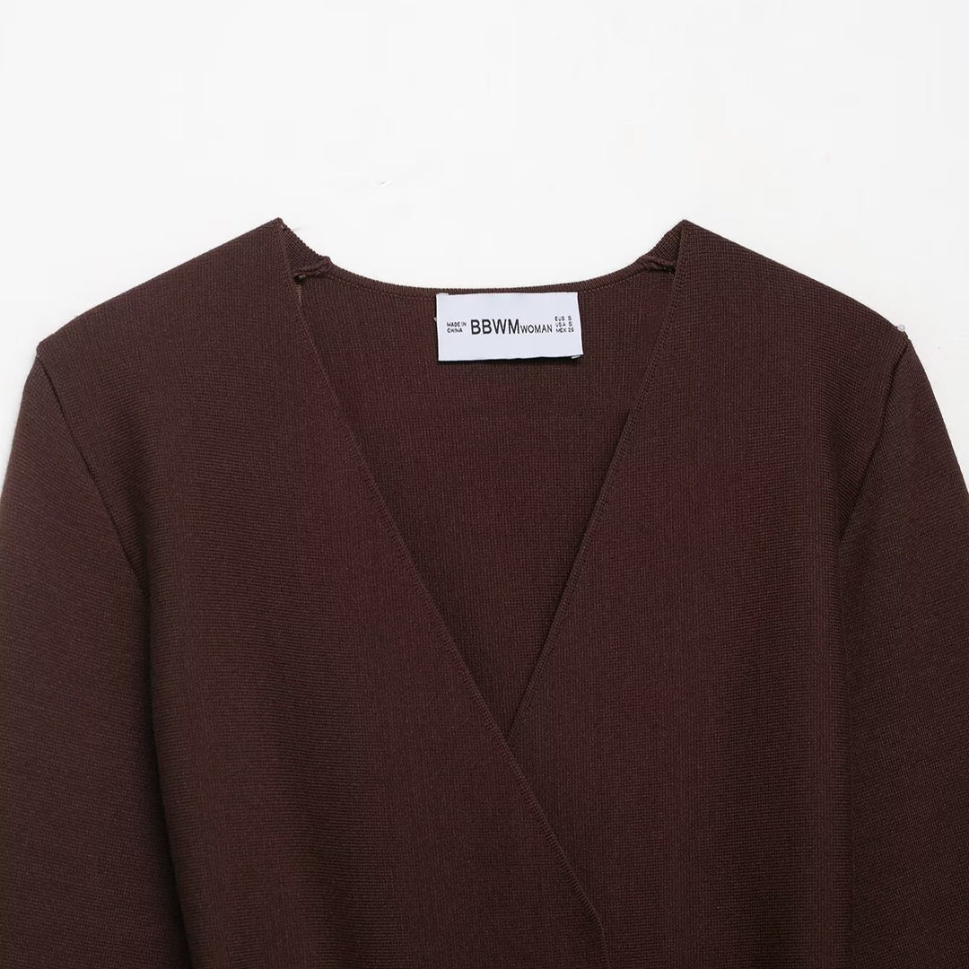 Damen elegante Wickeljacke mit Taillengürtel Drune