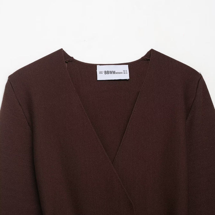 Damen elegante Wickeljacke mit Taillengürtel Drune