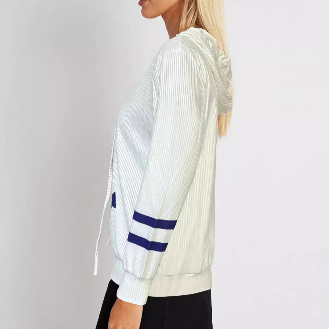 Damen Kapuzenpullover mit maritimem Anker-Design und feiner Rippstruktur Drune
