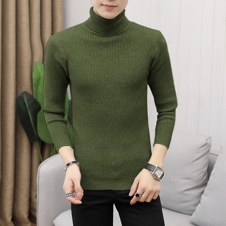 Herren hochwertiger Rollkragenpullover aus feinem Rippstrick Drune