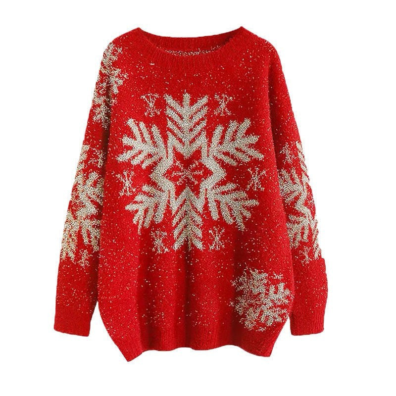 Damen Kuscheliger Pullover mit Schneeflocken-Motiv Drune