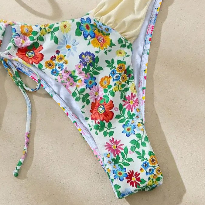 Damen Fröhlicher Blumendruck Bikini Drune