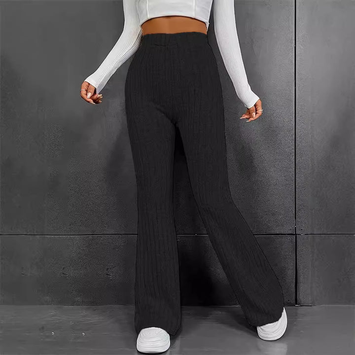 Damen Weiche Ripp-Hose mit hohem Bund Drune