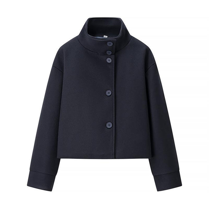 Damen modische Cropped-Jacke mit hohem Kragen und praktischen Knöpfen Drune