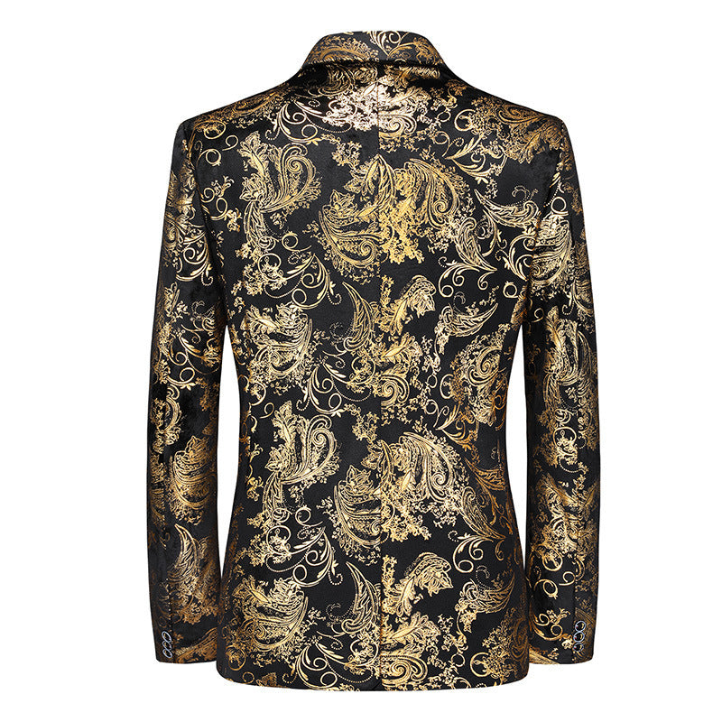 Herren nan ornamentaler Smokingblazer mit Schalkragen, Slim-Fit und edlem Paisley-Druck Drune