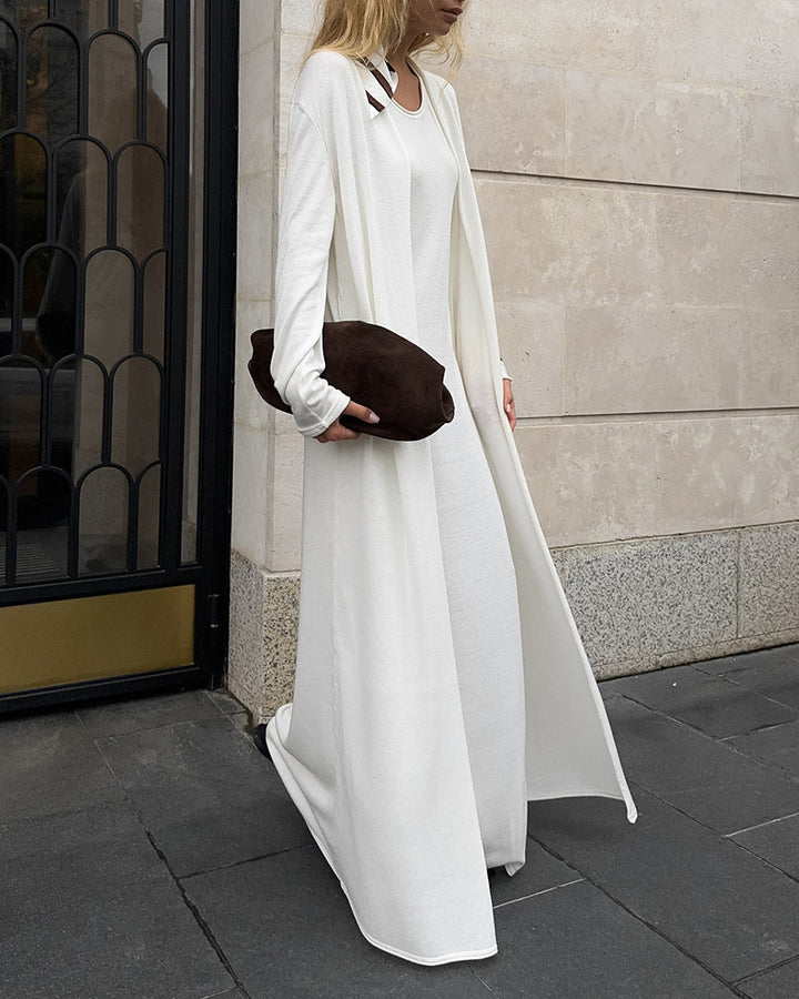 Drune | Strick Strickjacke mit Langen Ärmeln und Satz Aus Trägerkleid