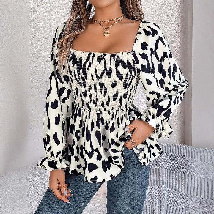 Damen Schnüpfbluse mit weitem Schnitt und modischem Animal-Print Drune