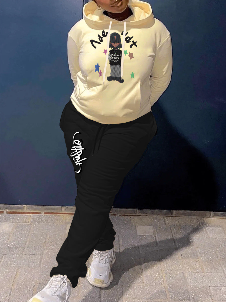 Damen Hoodie und Jogginghose Set mit kreativem Design Drune