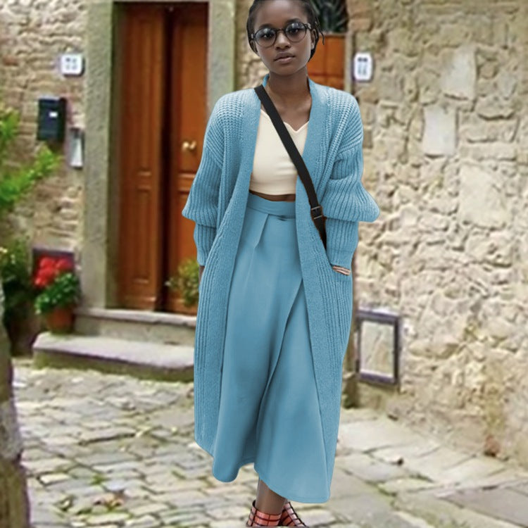 Damen Grobstrick-Longcardigan mit lässiger Passform und seitlichen Taschen Drune