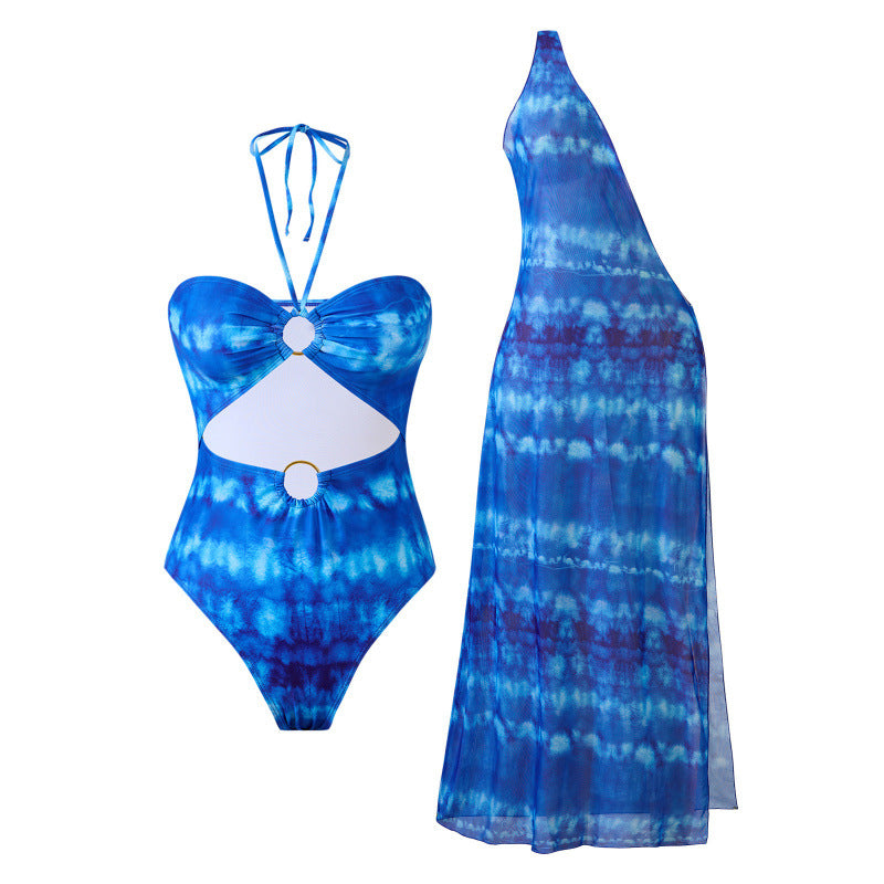 Damen Einteiler Badeanzug mit modernem Cut-Out und schickem Wickelrock Drune