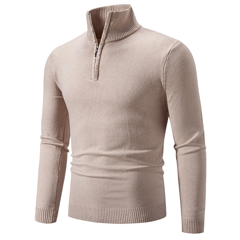 Herren nan Feinstrick-Halbzip-Pullover mit Rippen-Stehkragen und schmaler Passform Drune