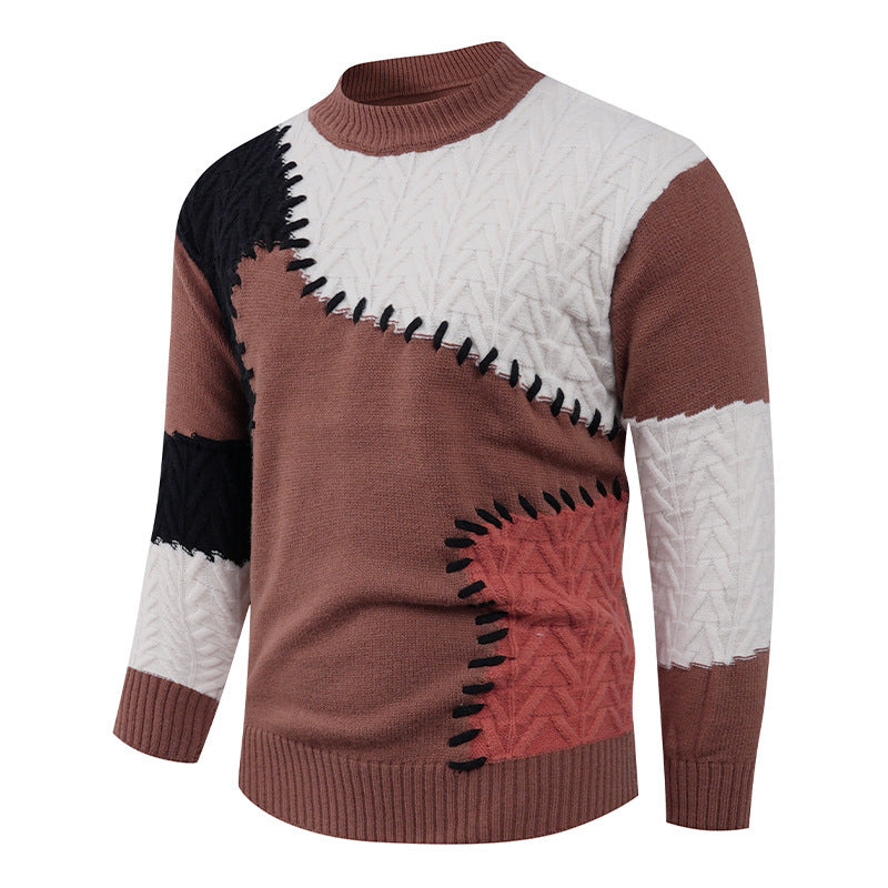 Herren modischer Pullover mit einzigartigem Patchwork-Design Drune