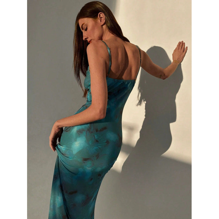Damen Chiffon Maxikleid mit elegantem Wickeldesign und zarten Spaghettiträgern Drune