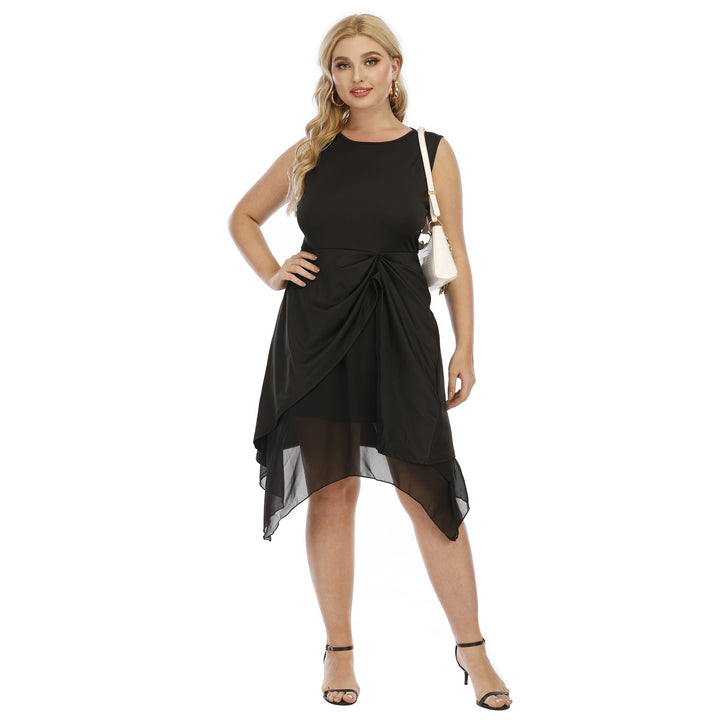 Damen elegantes asymmetrisches Kleid mit Knoten-Details Drune