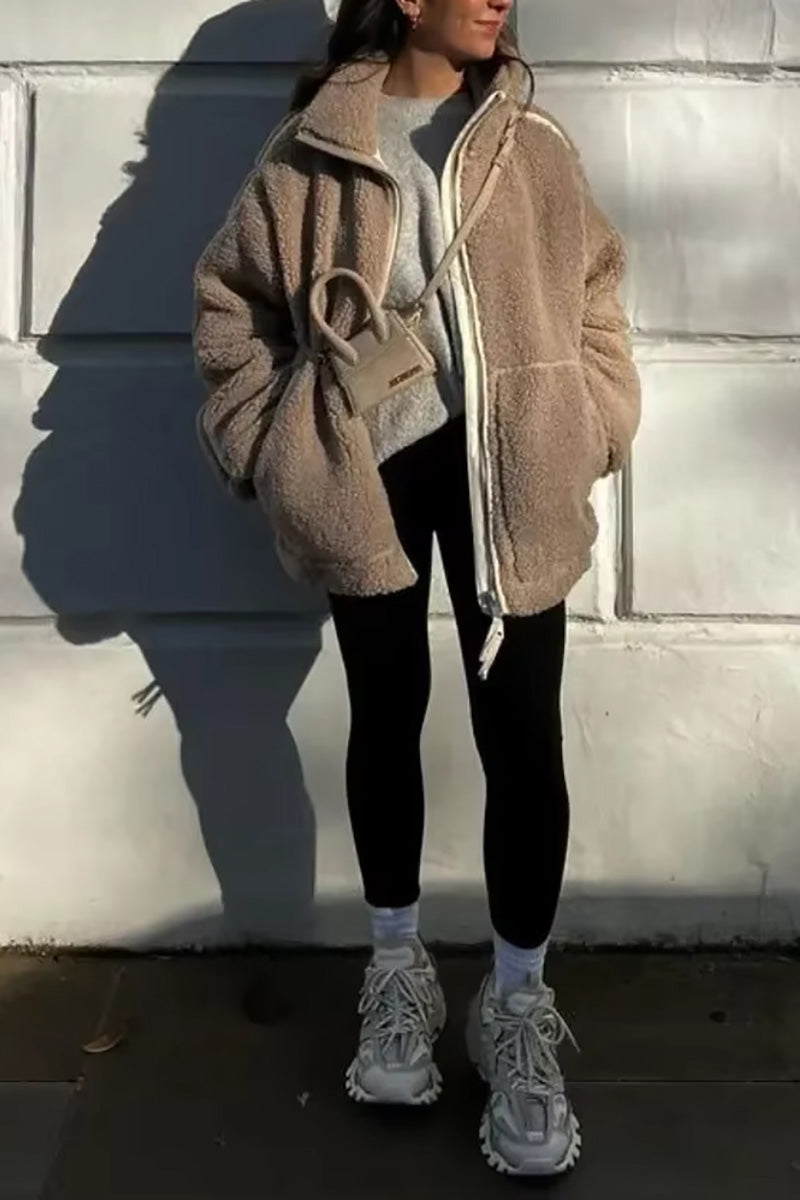Drune | Stehkragen Doppel End Reißverschluss Fleece Strickjackejacke