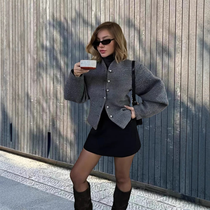 Damen Chice Überwurfjacke mit strukturiertem Design und eleganten Knöpfen Drune