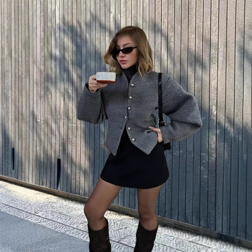 Damen Chice Überwurfjacke mit strukturiertem Design und eleganten Knöpfen Drune