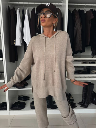 Damen Oversized Hoodie und bequeme Jogginghose Set Drune