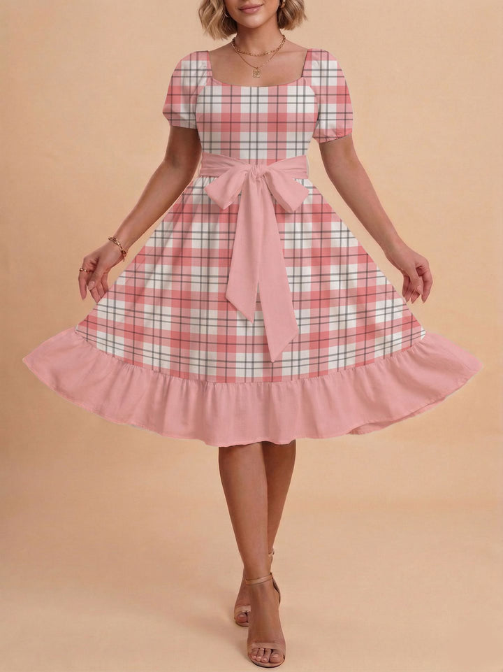 Damen Verspieltes Maxikleid mit Bärenmuster und taillierbarem Band Drune