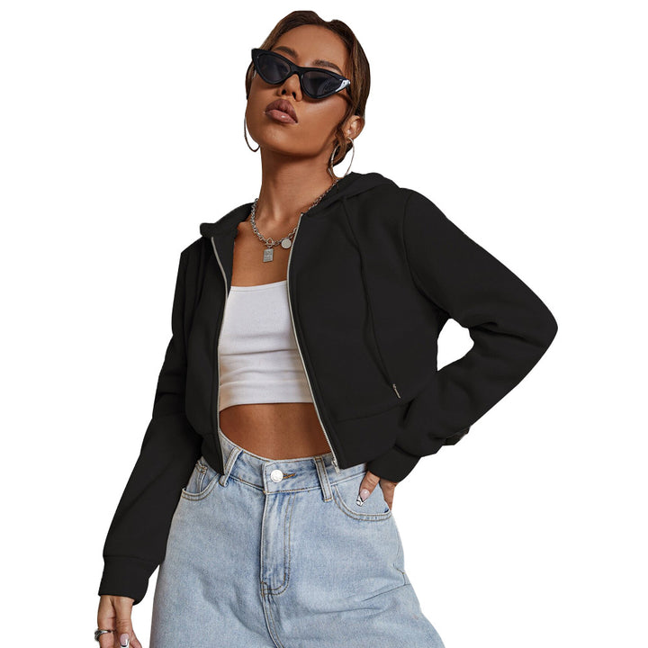 Damen cropped Hoodiejacke mit modischem Schnitt und komfortablem Material Drune
