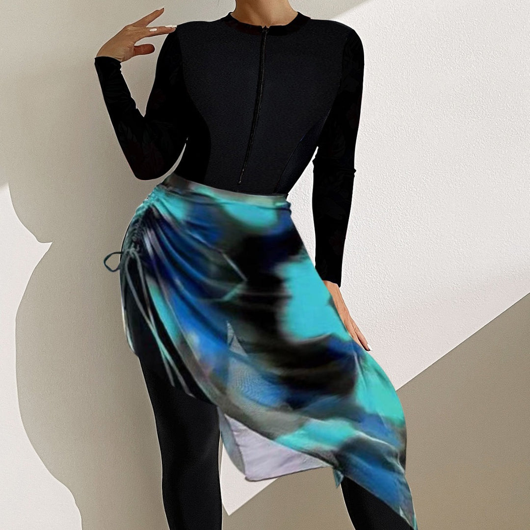 Damen sportlicher Langarm-Surfsuit mit raffinierten Wickeldetails Drune