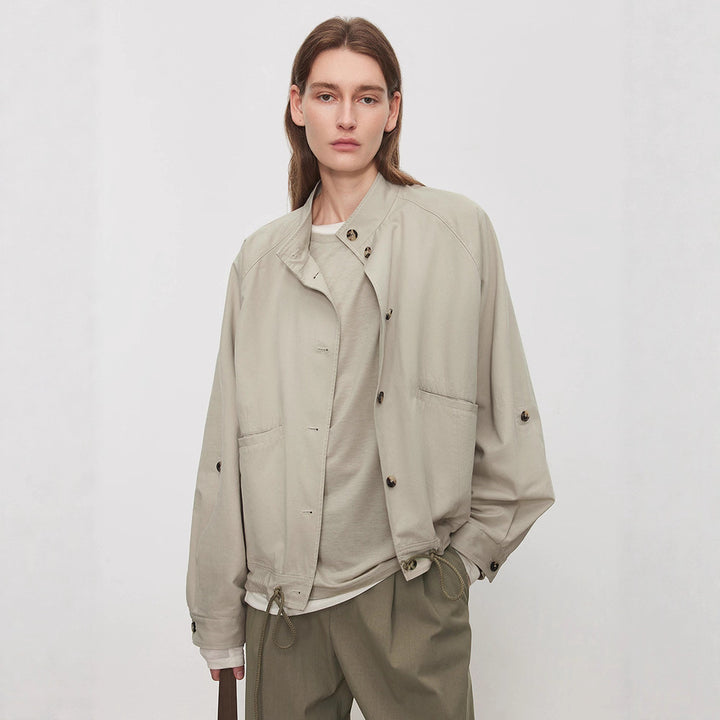 Damen Übergangsjacke mit Kapuze und verstellbarem Bund Drune